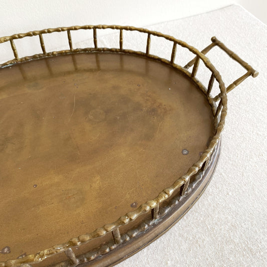 XL Vintage Brass Tray with Rail