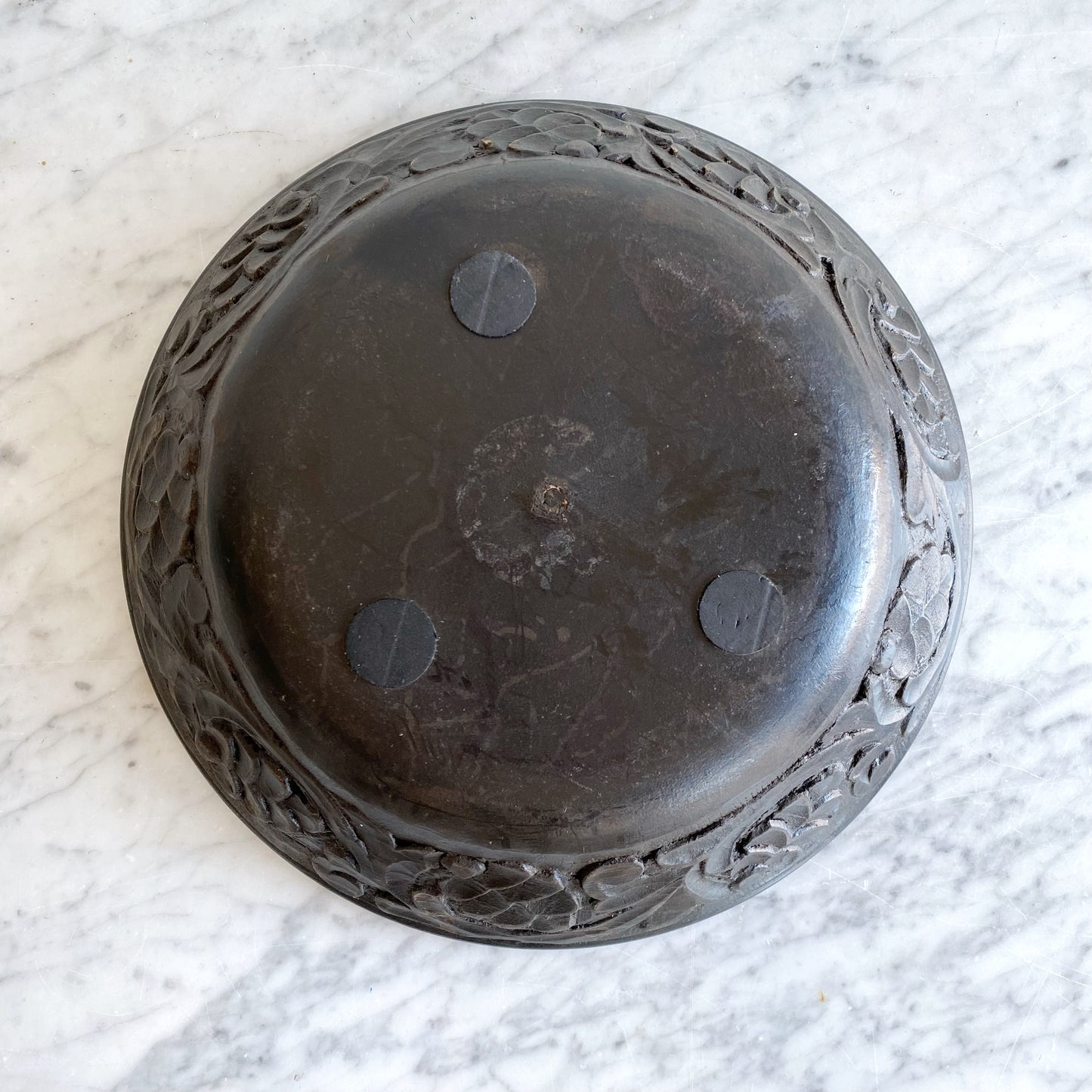 Found Decorative Carved Wood Bowl, Ebony