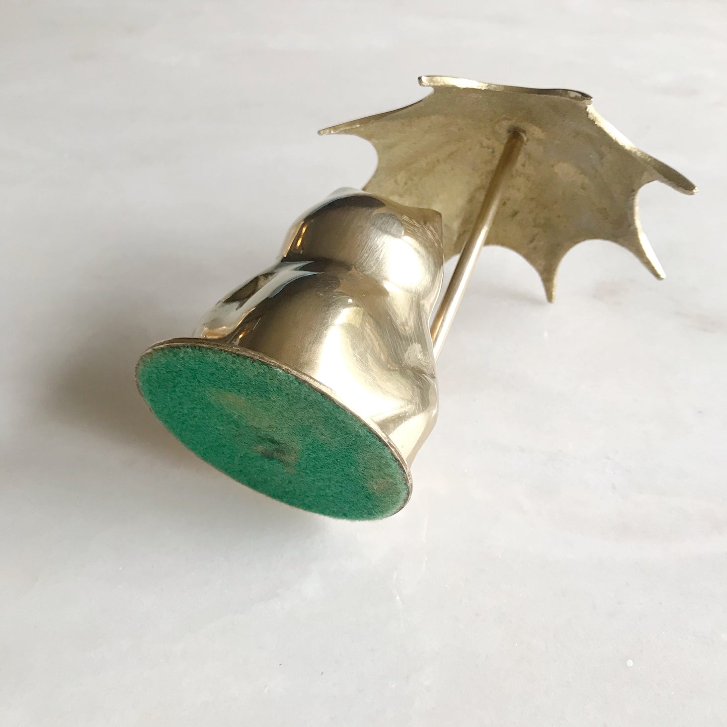 Vintage Brass Frog with Umbrella