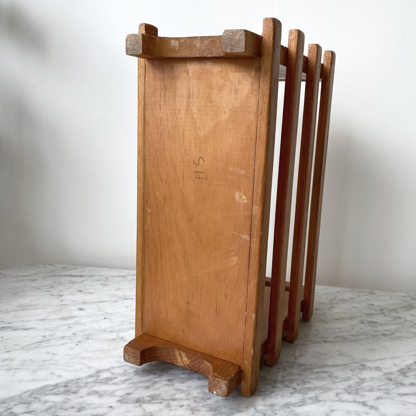 Vintage Handcrafted Wooden Magazine Holder