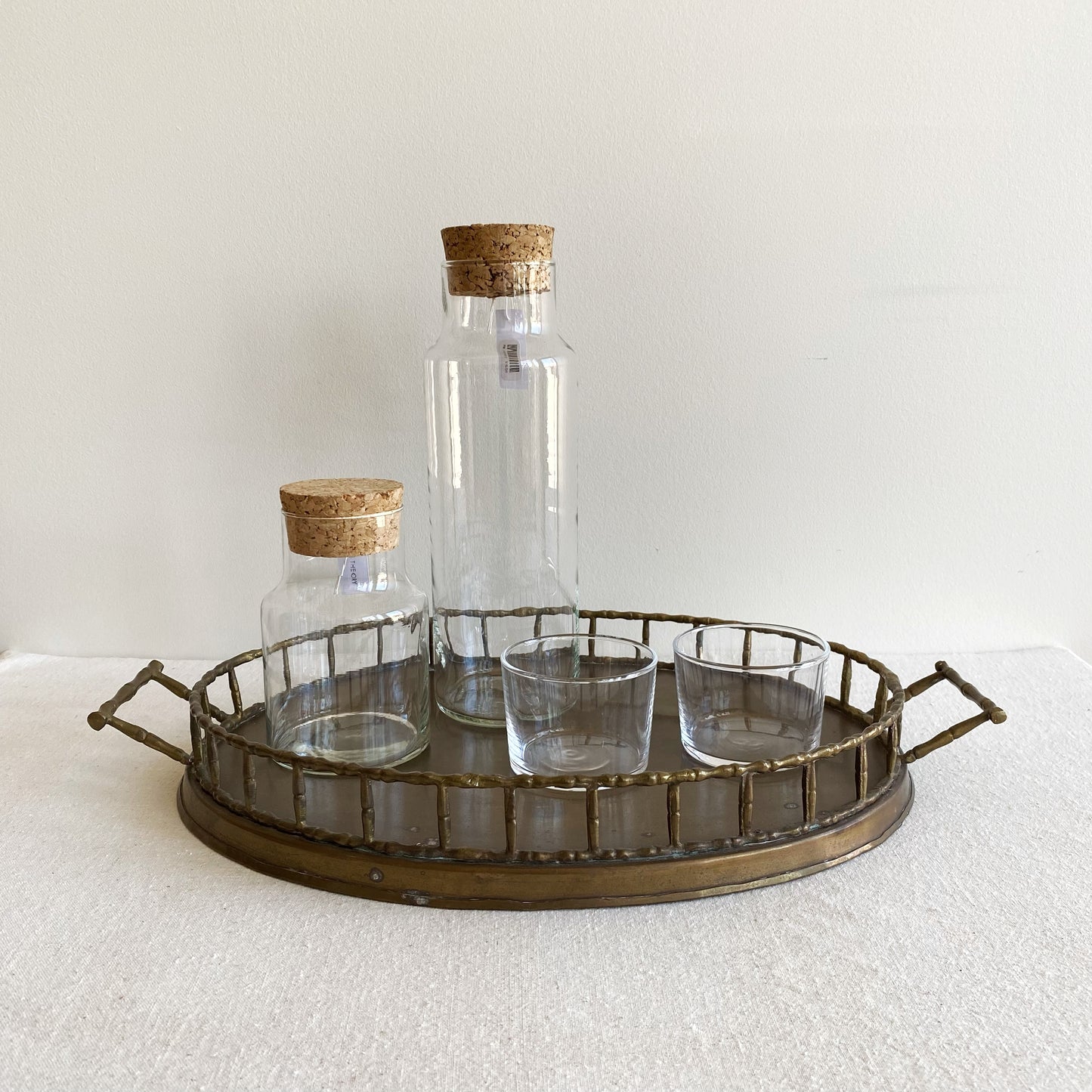 XL Vintage Brass Tray with Rail