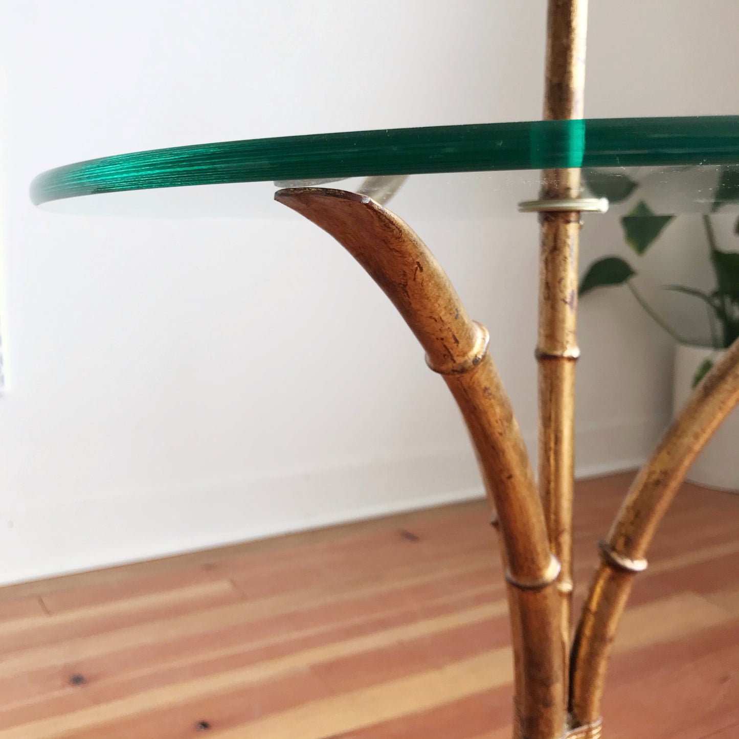 Vintage Hollywood Regency Gold Bamboo Floor Lamp