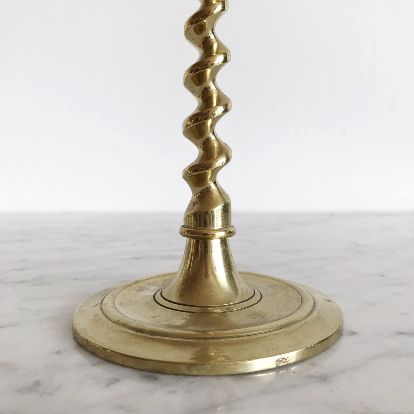 Tall Vintage Spiral Brass Candle Holder