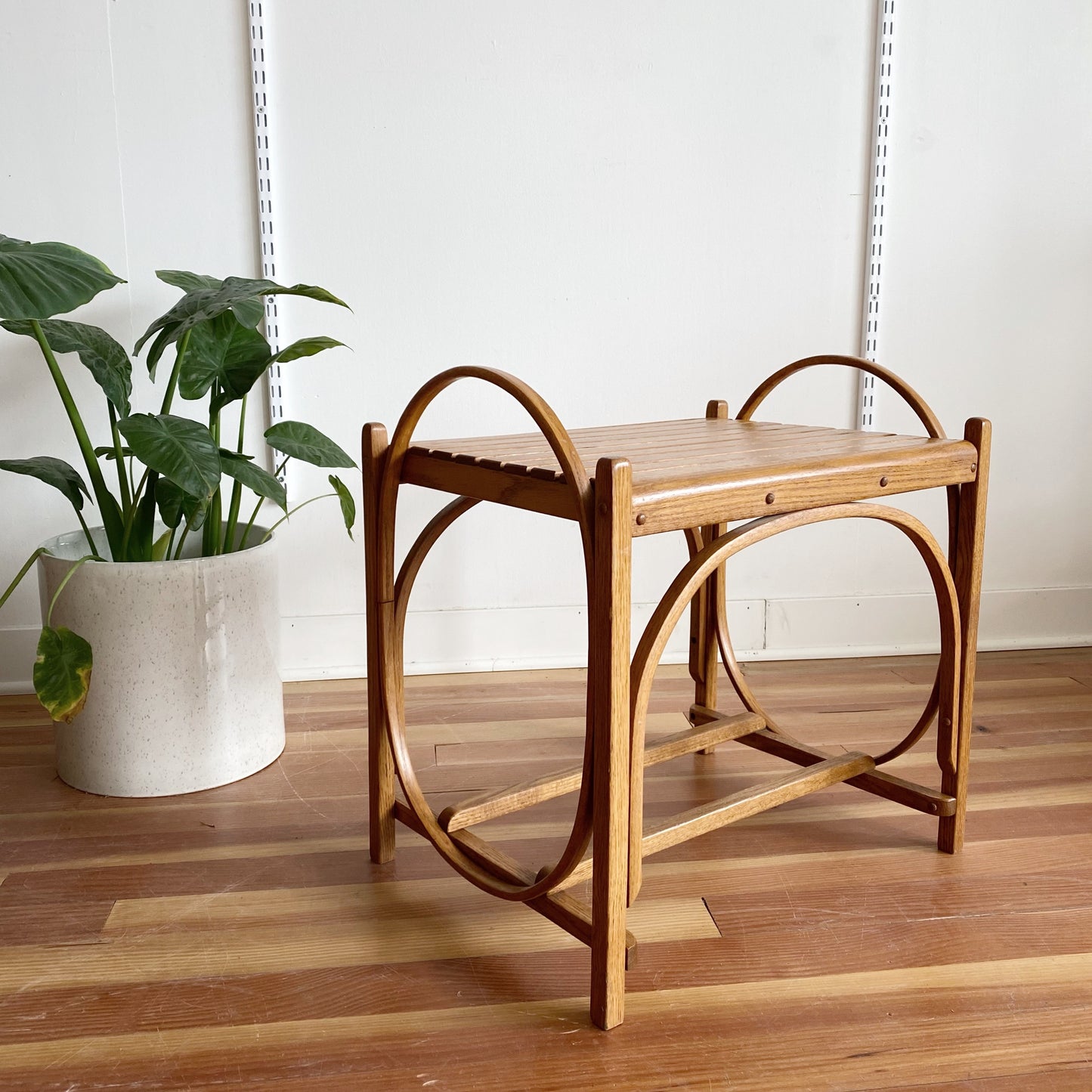 Vintage Bentwood + Slat Bench / Side Table