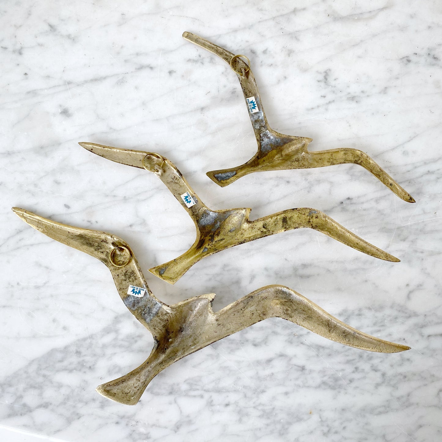 Set of Vintage Solid Brass Seagulls