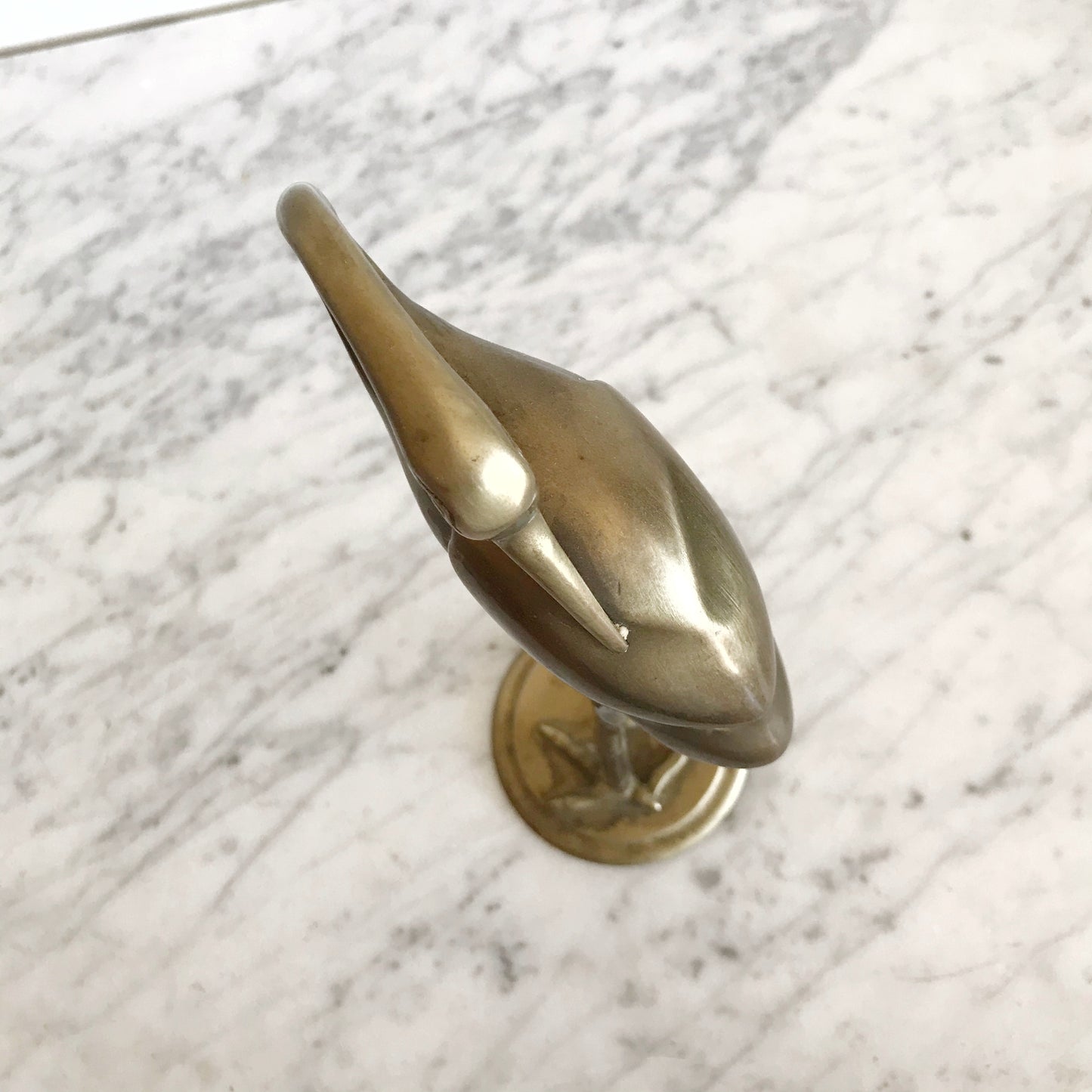 Tall Slender Vintage Brass Crane, 10.25”