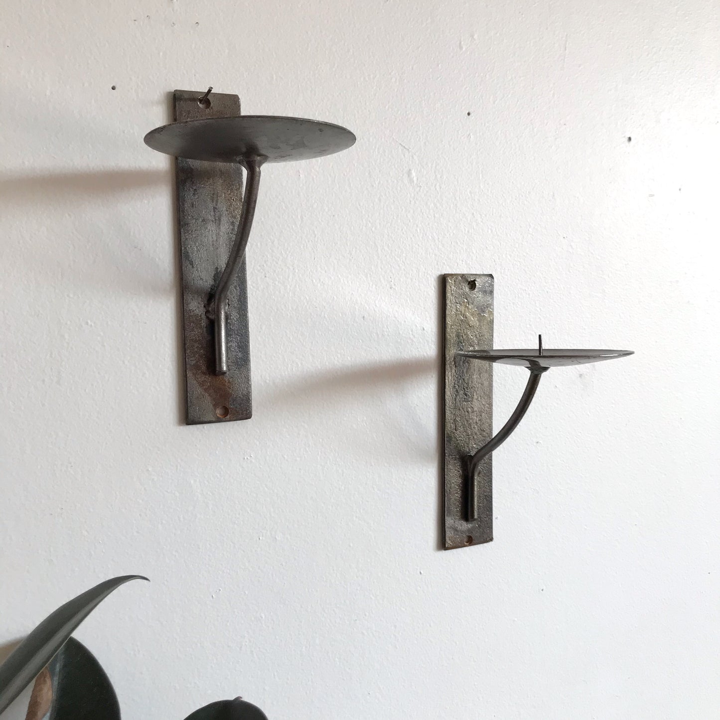 Pair of Vintage Metal Candle Sconces, Mexico