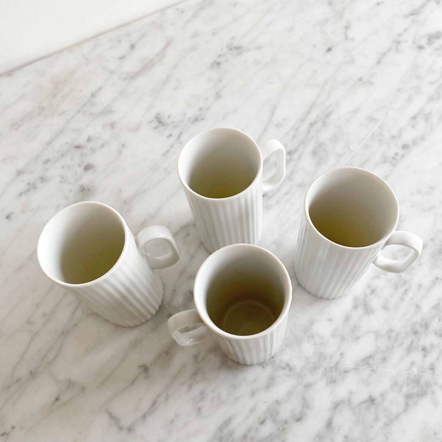 Set of 4 Ribbed Porcelain Espresso Cups