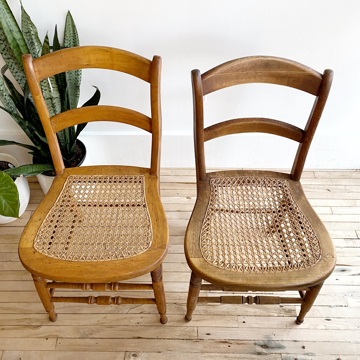 Vintage Wooden Chair with Cane Seat, Single