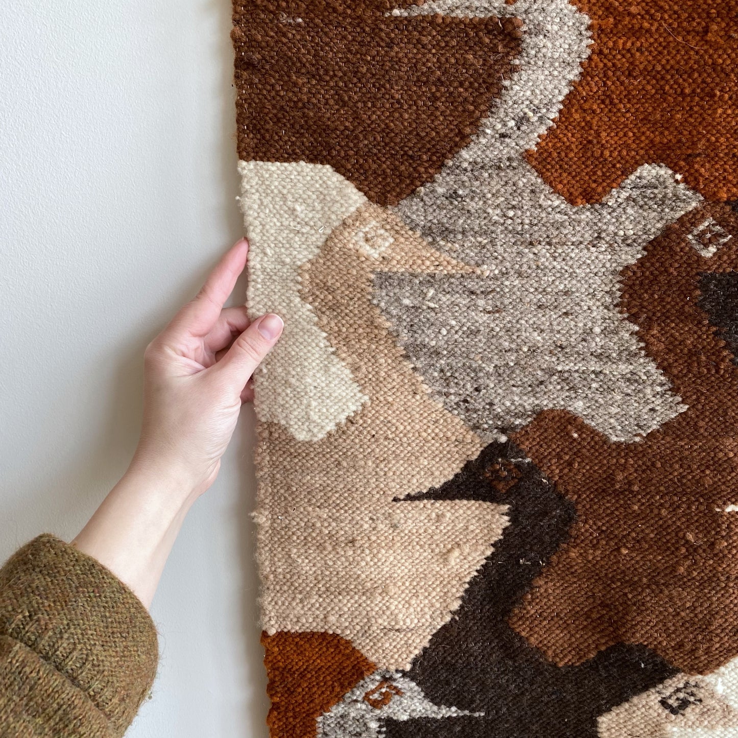 Vintage Handwoven Bird Textile (25.5 x 43)