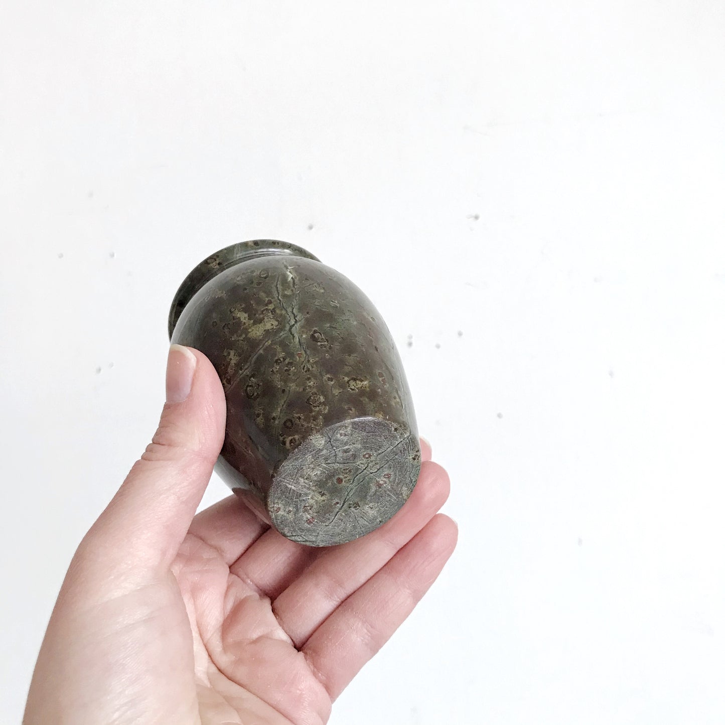 Minimalist Green Fossil Stone Vase