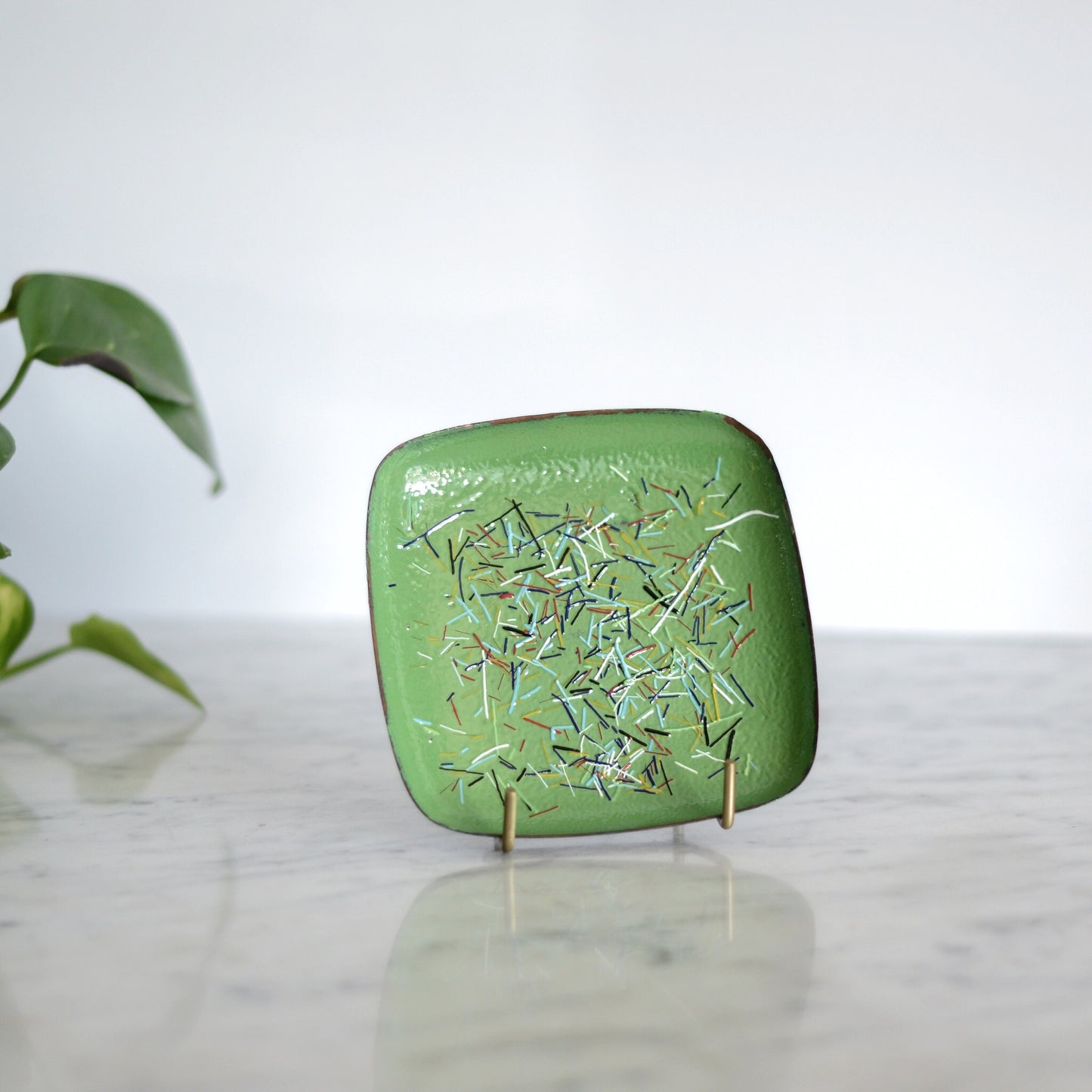 Copper & Green Enamel Confetti Dish / Tray