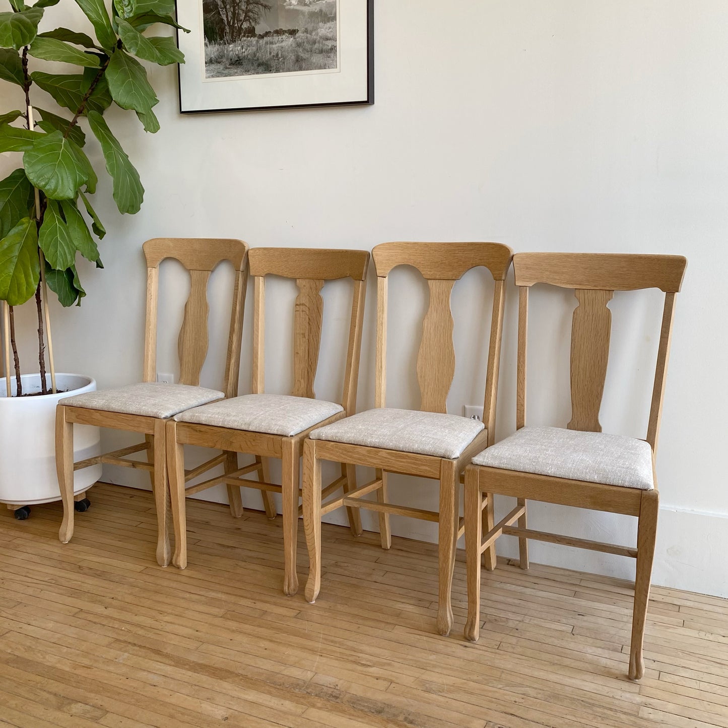 S/4 Antique Oak Dining Chairs