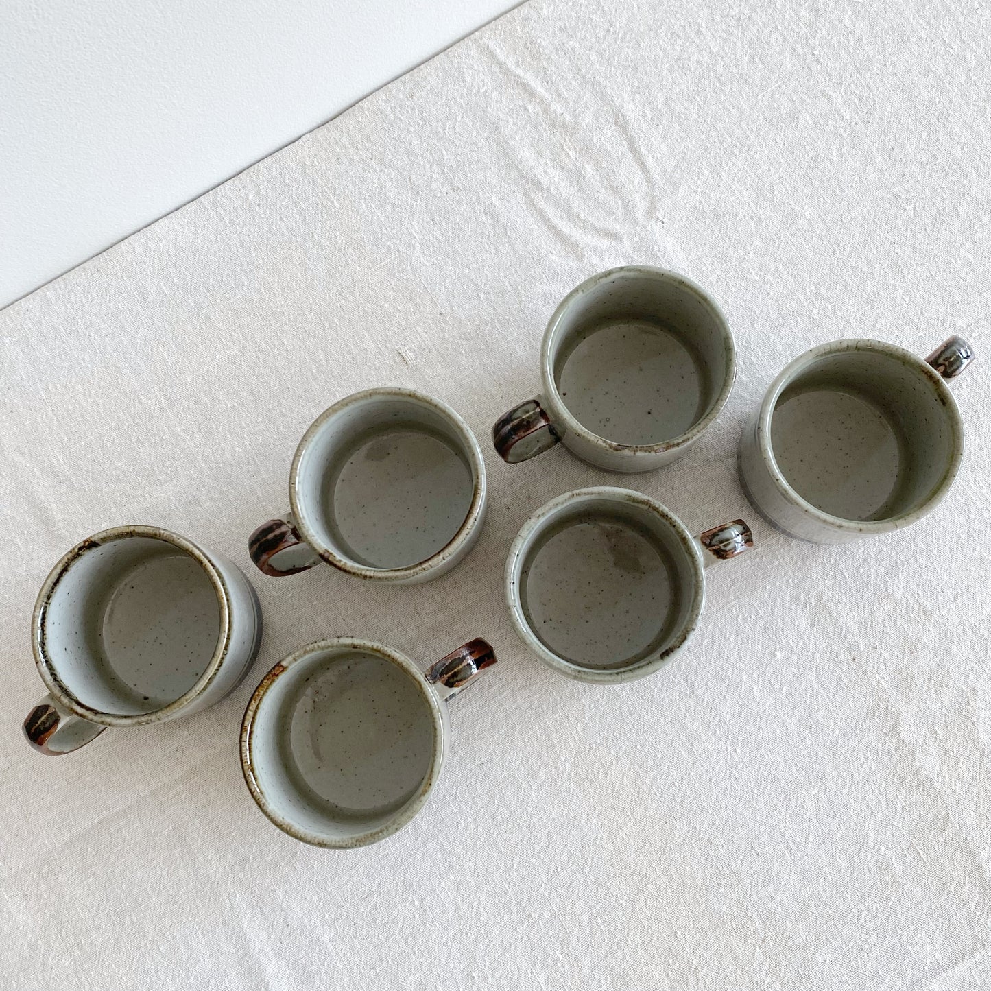 Set of 6 Vintage Stoneware Mugs