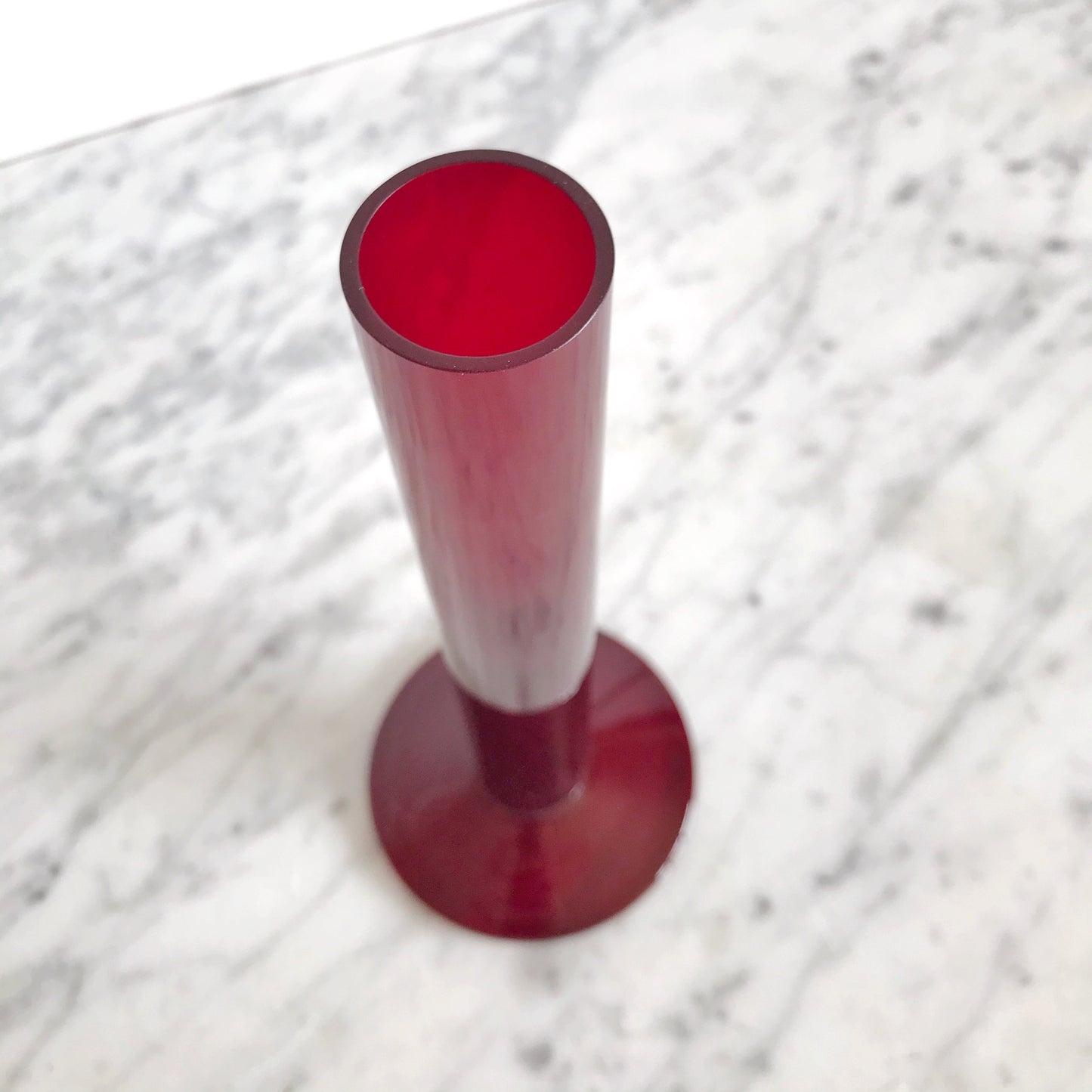 Tall Mod Red Glass Vase