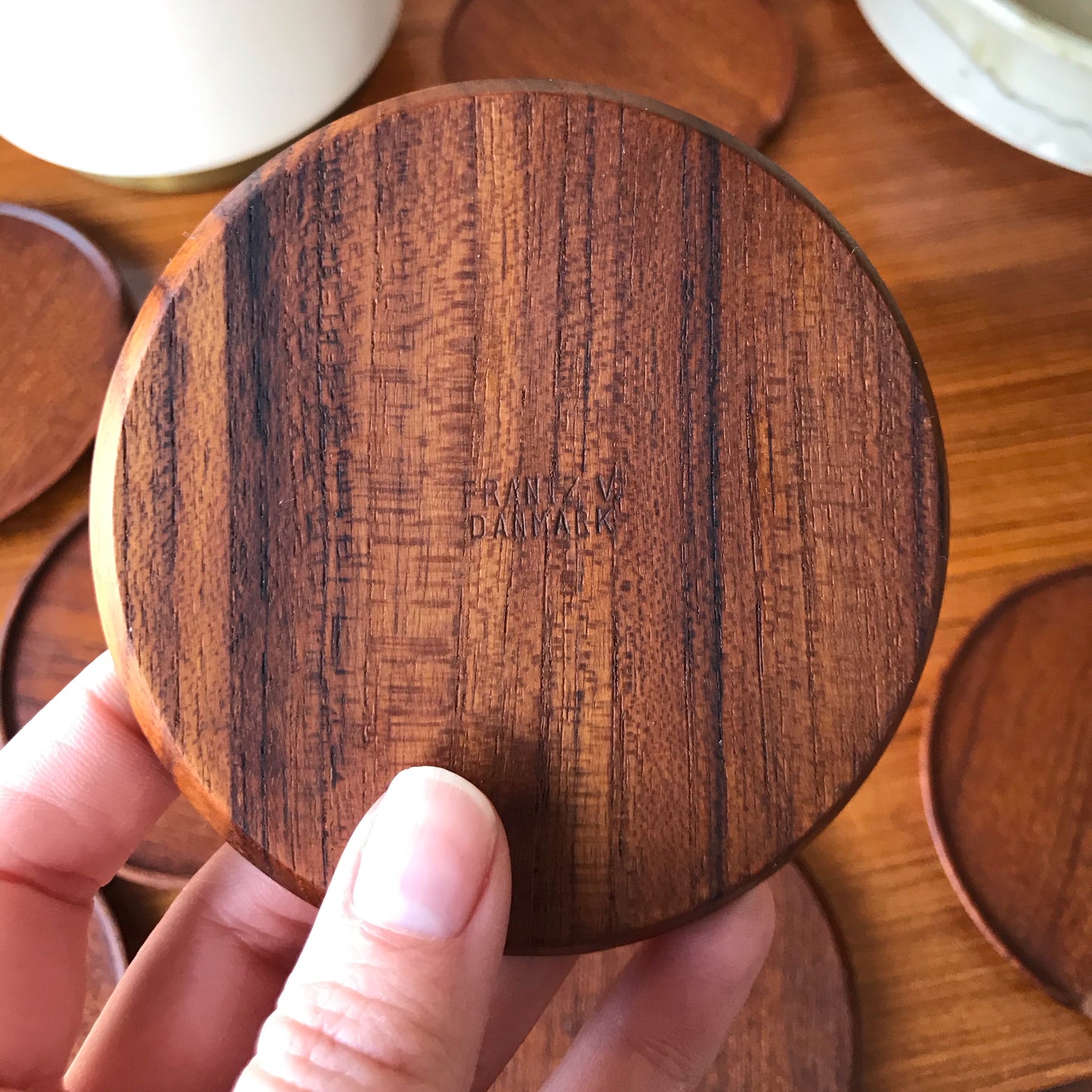 Set of 8 Teak Coasters, Frantz M Danmark