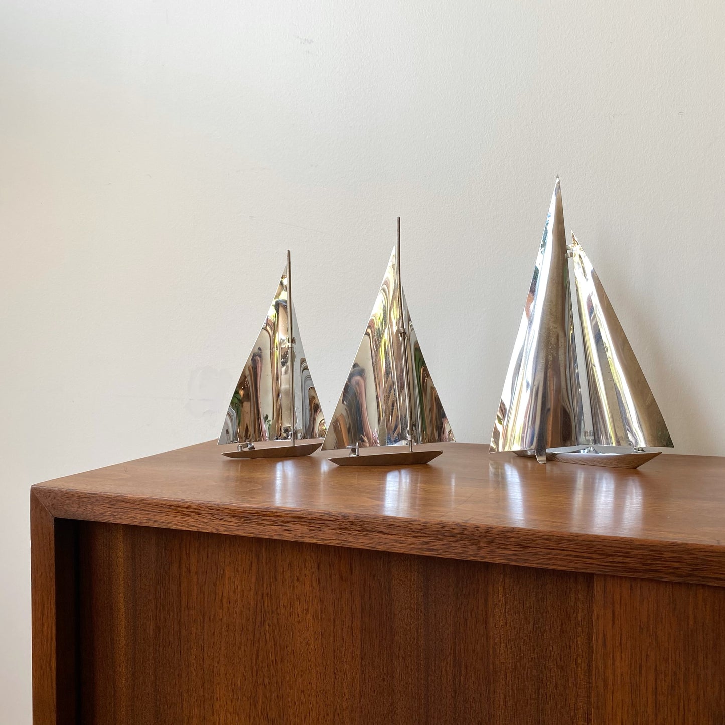 Set of 3 Vintage Steel Sailboats