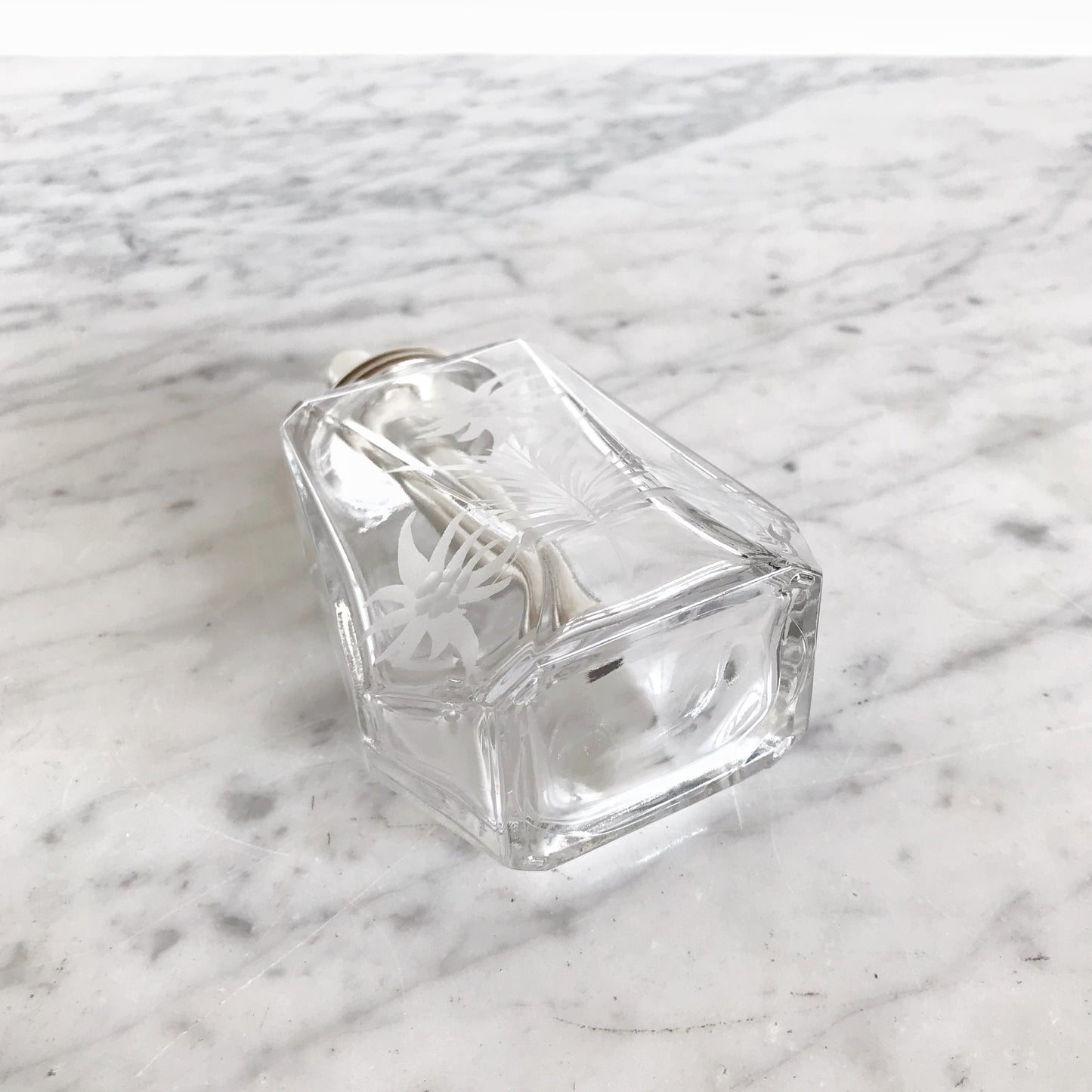 Vintage Etched Glass Bottle / Decanter