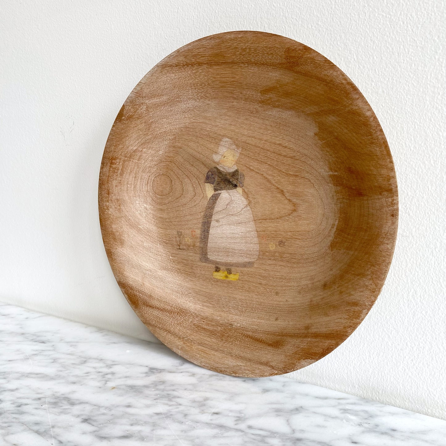 Vintage Wooden Plate with Dutch Girl