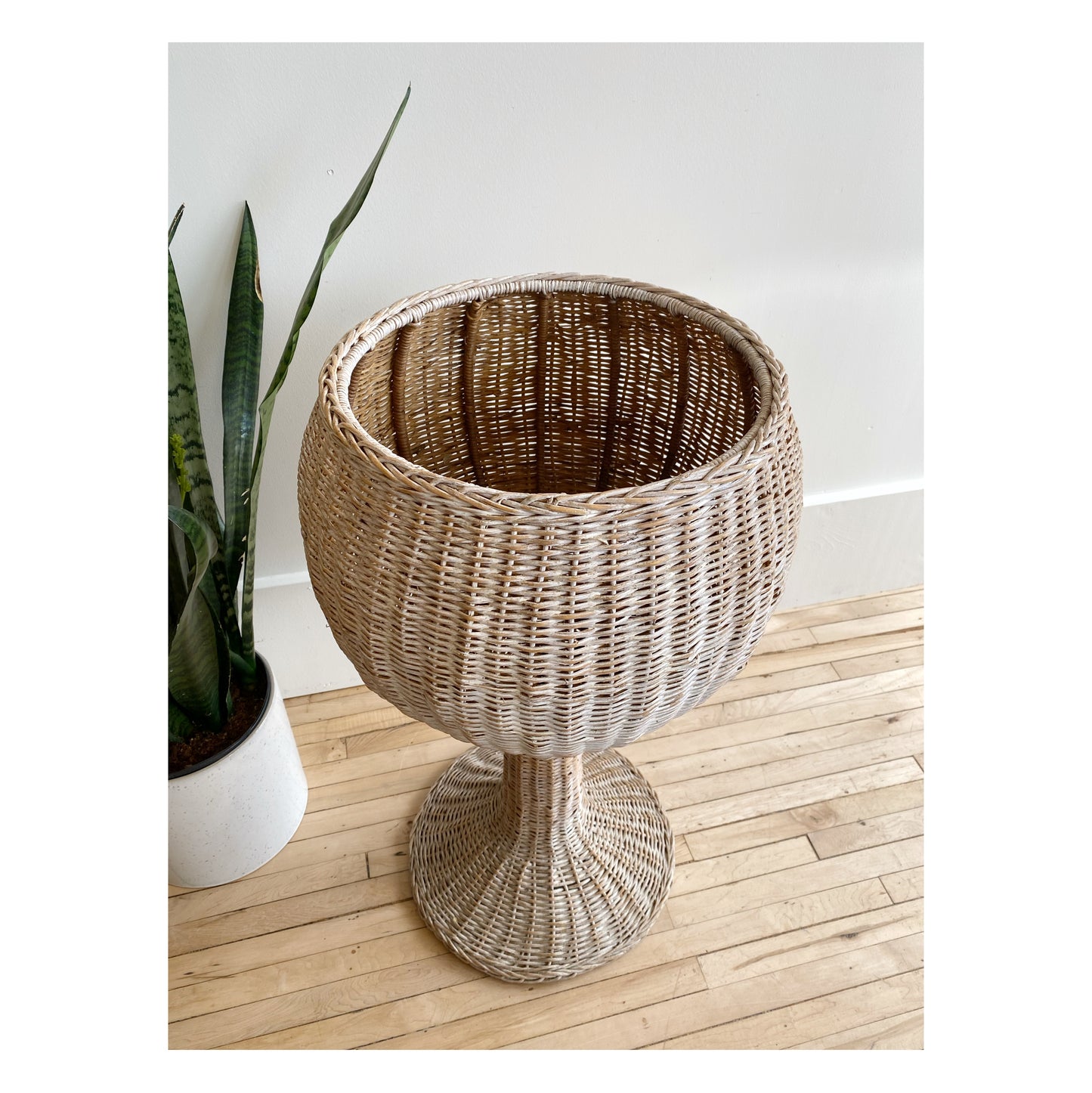 XL Vintage Sculptural Wicker Planter