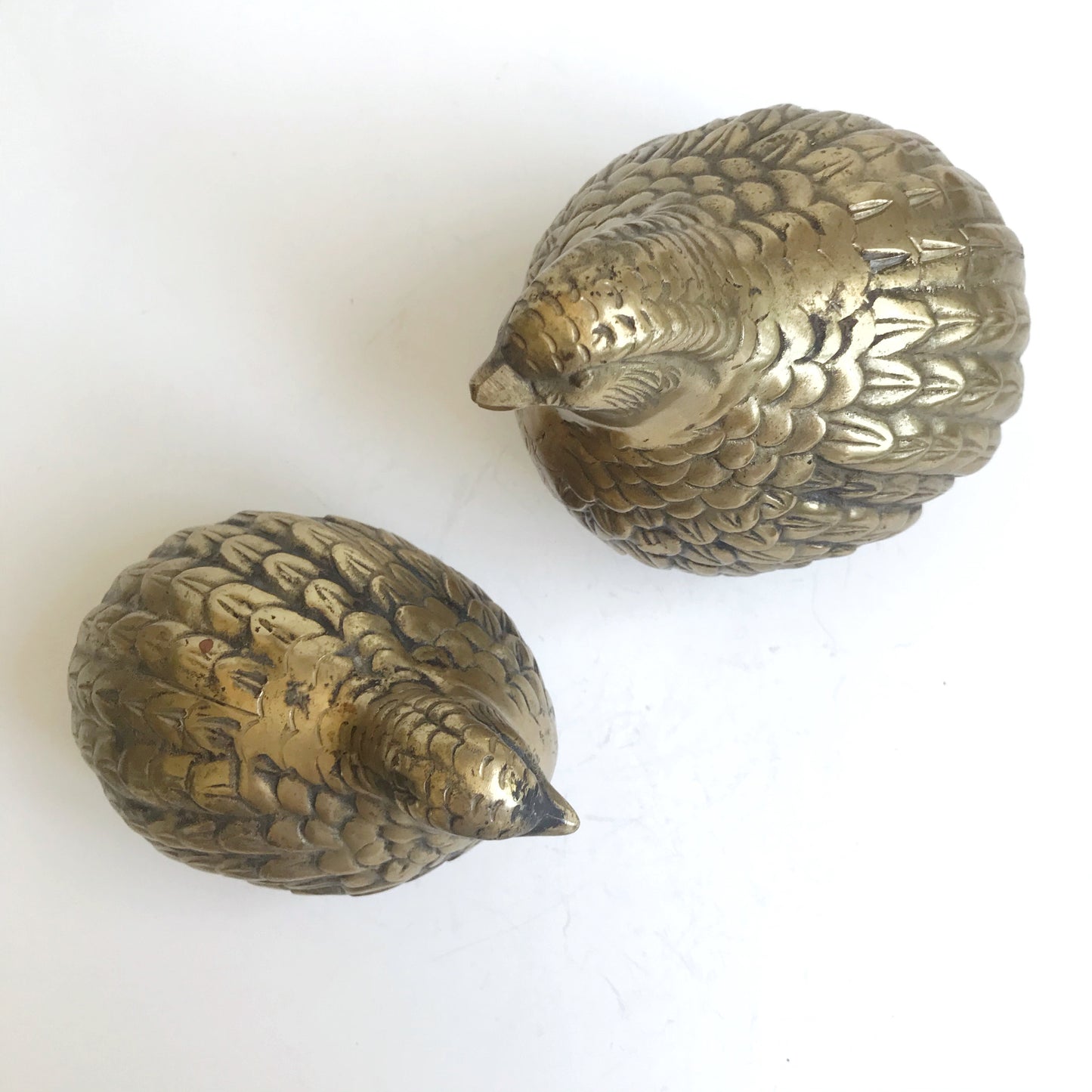 Pair of Beautiful Vintage Brass Quail