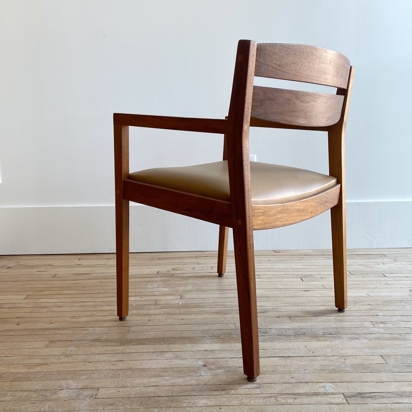 MCM Walnut Chair with Leather Seat