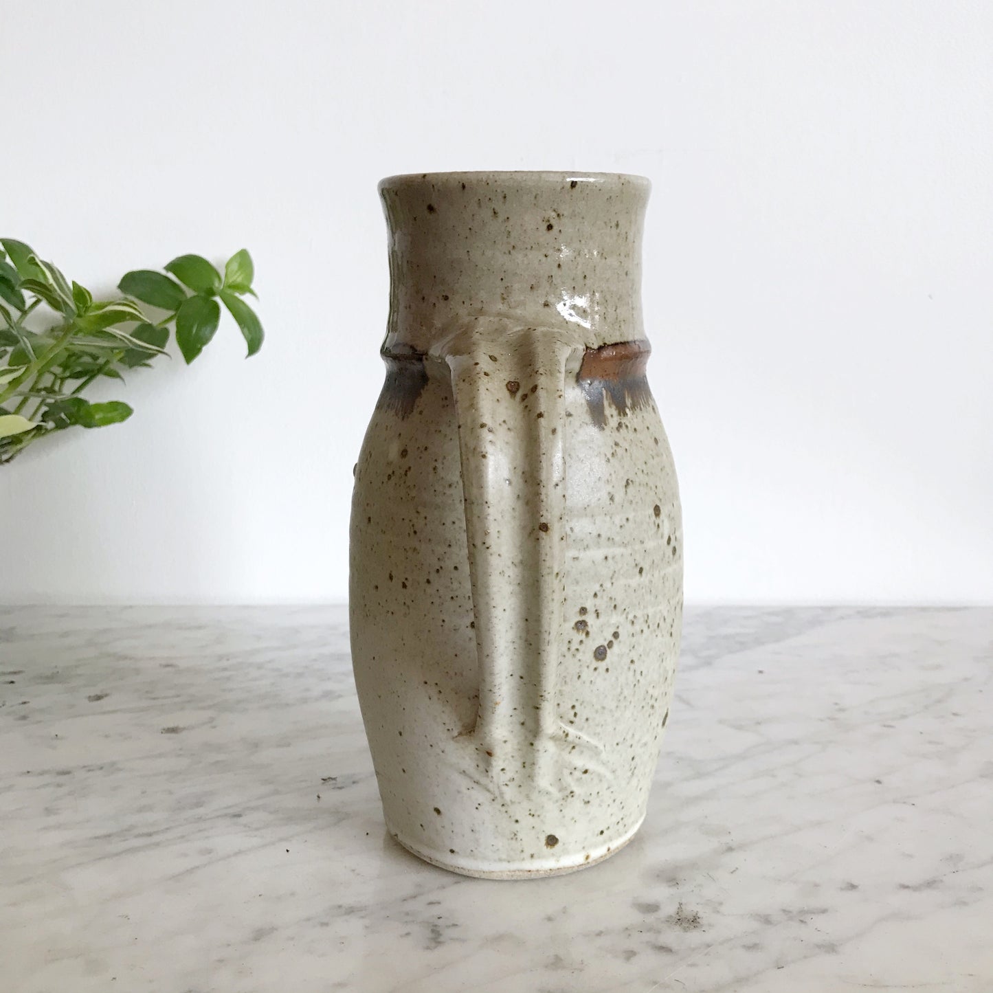 Large Vintage Speckled Pottery Pitcher