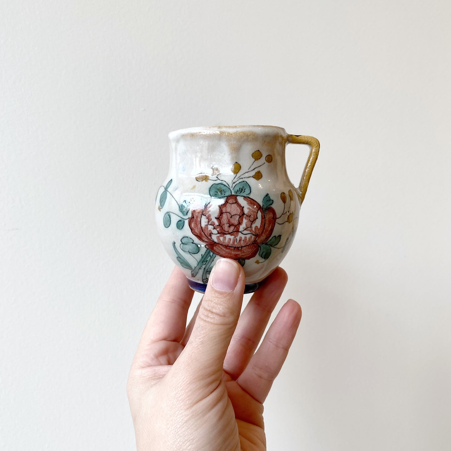 Vintage Hand-painted Floral Ceramic Cup