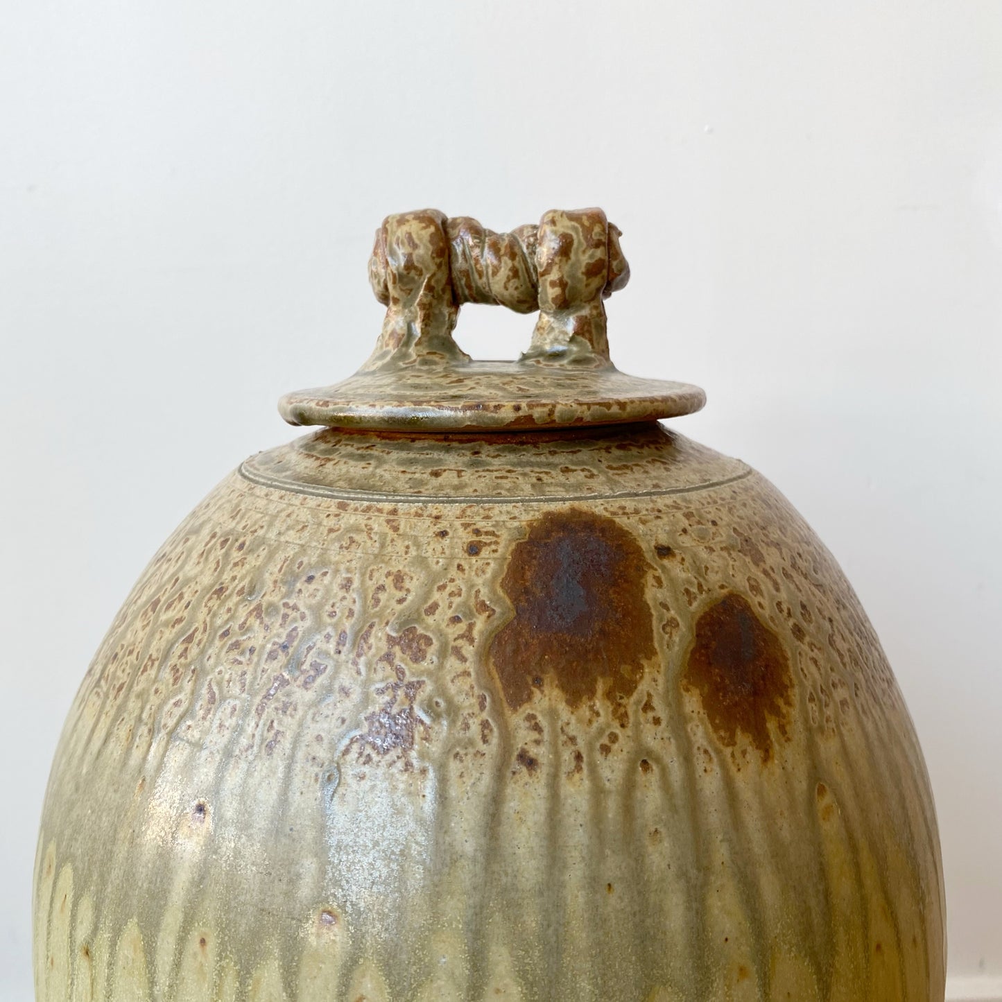 XL Antique Lidded Pottery Vessel