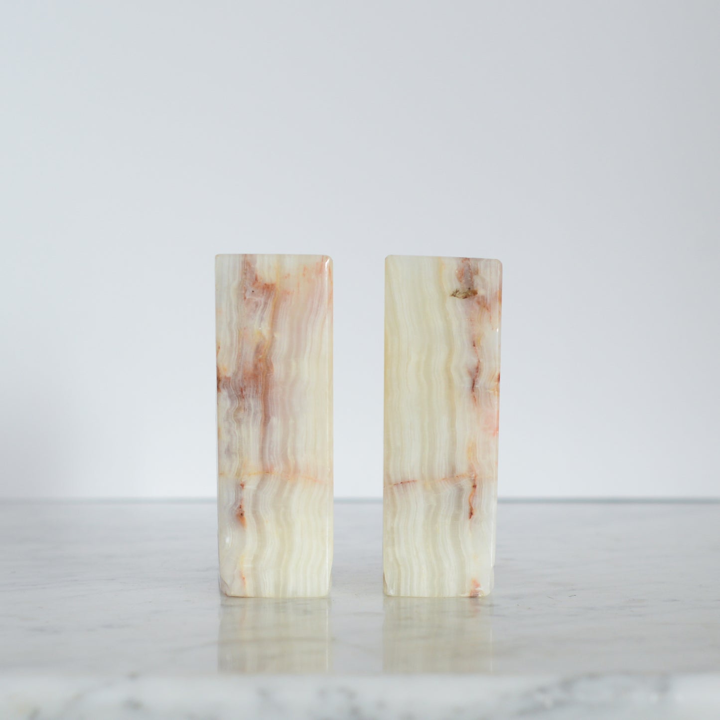 Pair of Vintage Carved Onyx Bookends