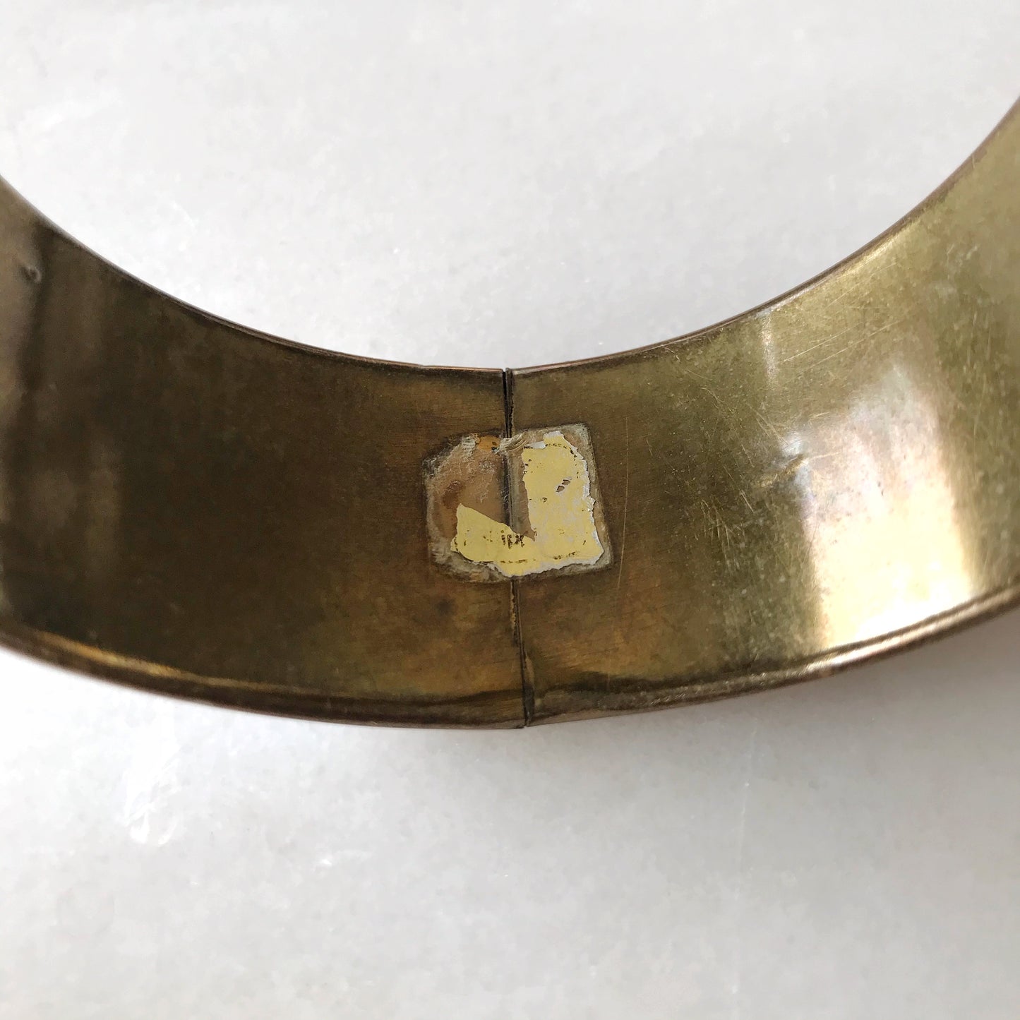 Amazing Vintage Brass + Pearl Cuff Bracelet