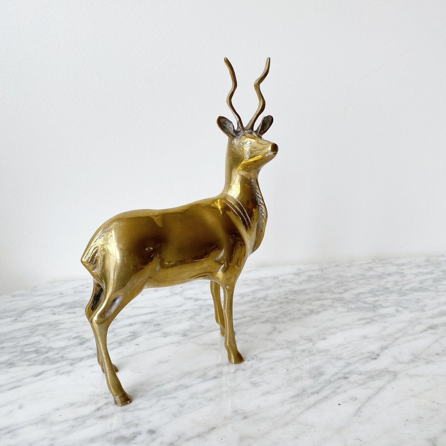 Large Vintage Brass Antelope, 9.75”