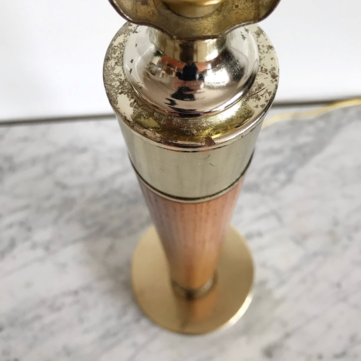 Tall Vintage Wood + Gold Lamp