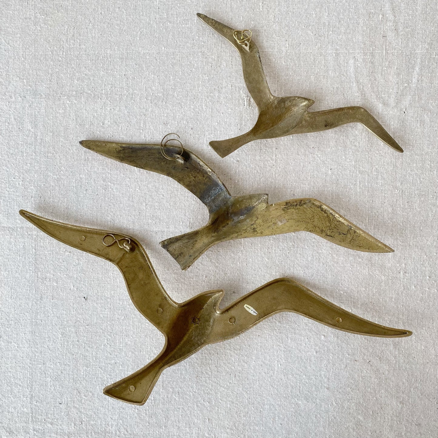 Trio of Brass Seagull Wall Hangings