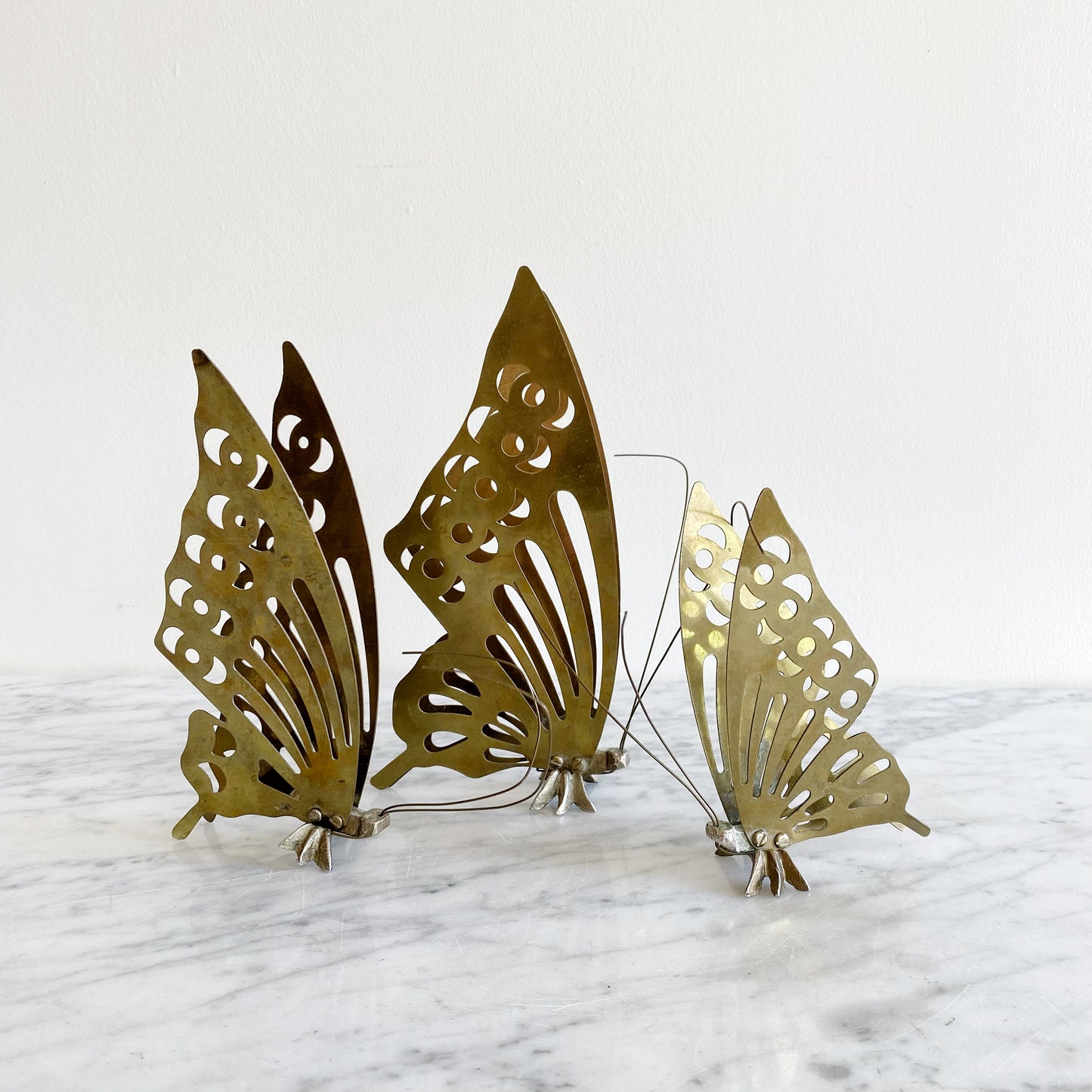 Set of 3 Vintage Brass Butterflies