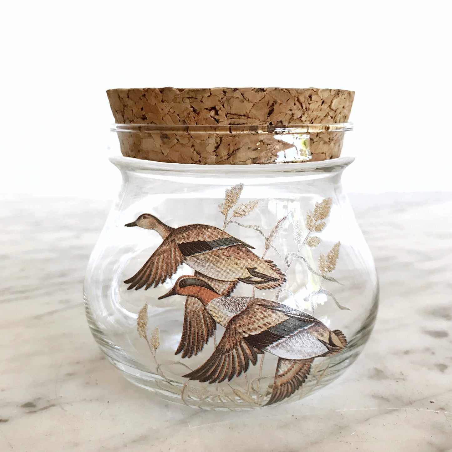 Vintage Glass Jar with Ducks