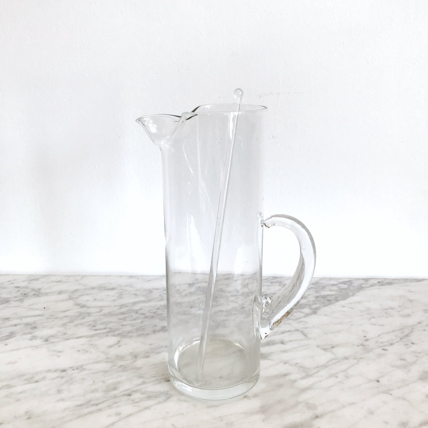 Extra Tall Vintage Glass Pitcher & Stir Stick
