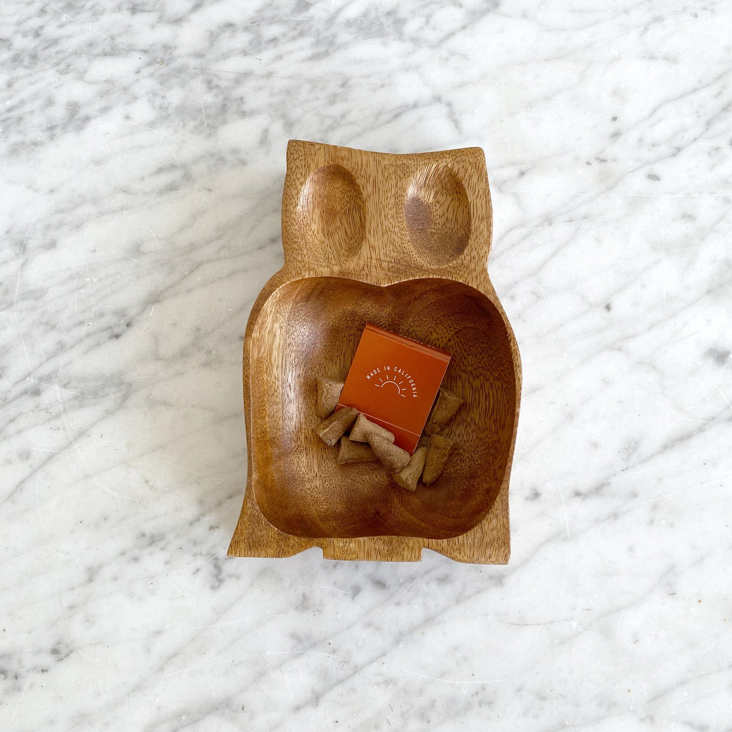 Carved Wood Owl Dish