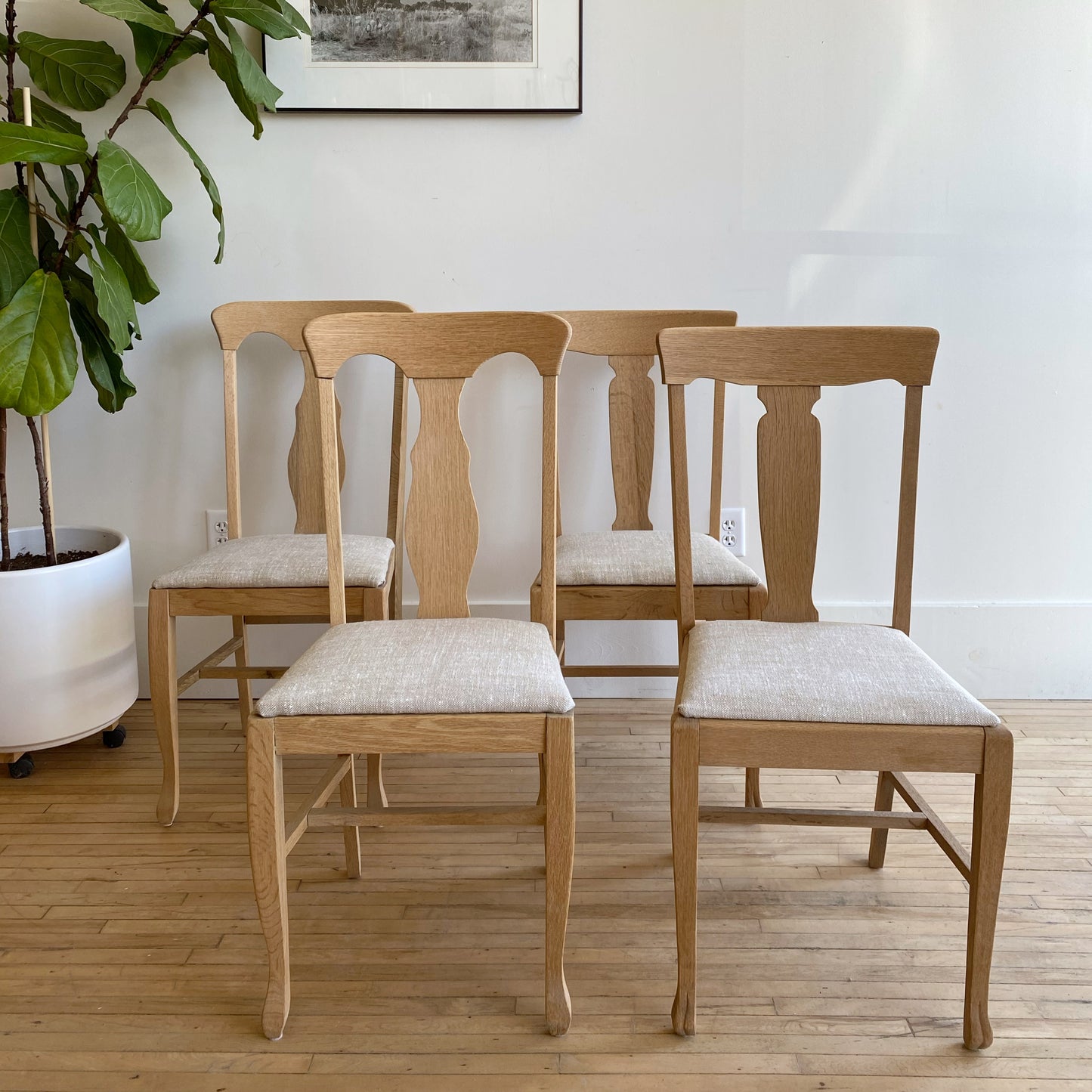 S/4 Antique Oak Dining Chairs