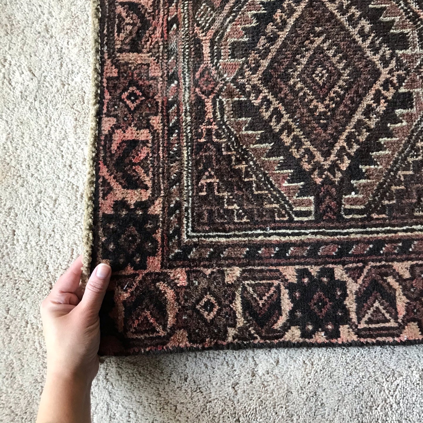 Vintage Persian Rug with Diamond Pattern (3.4 x 6)