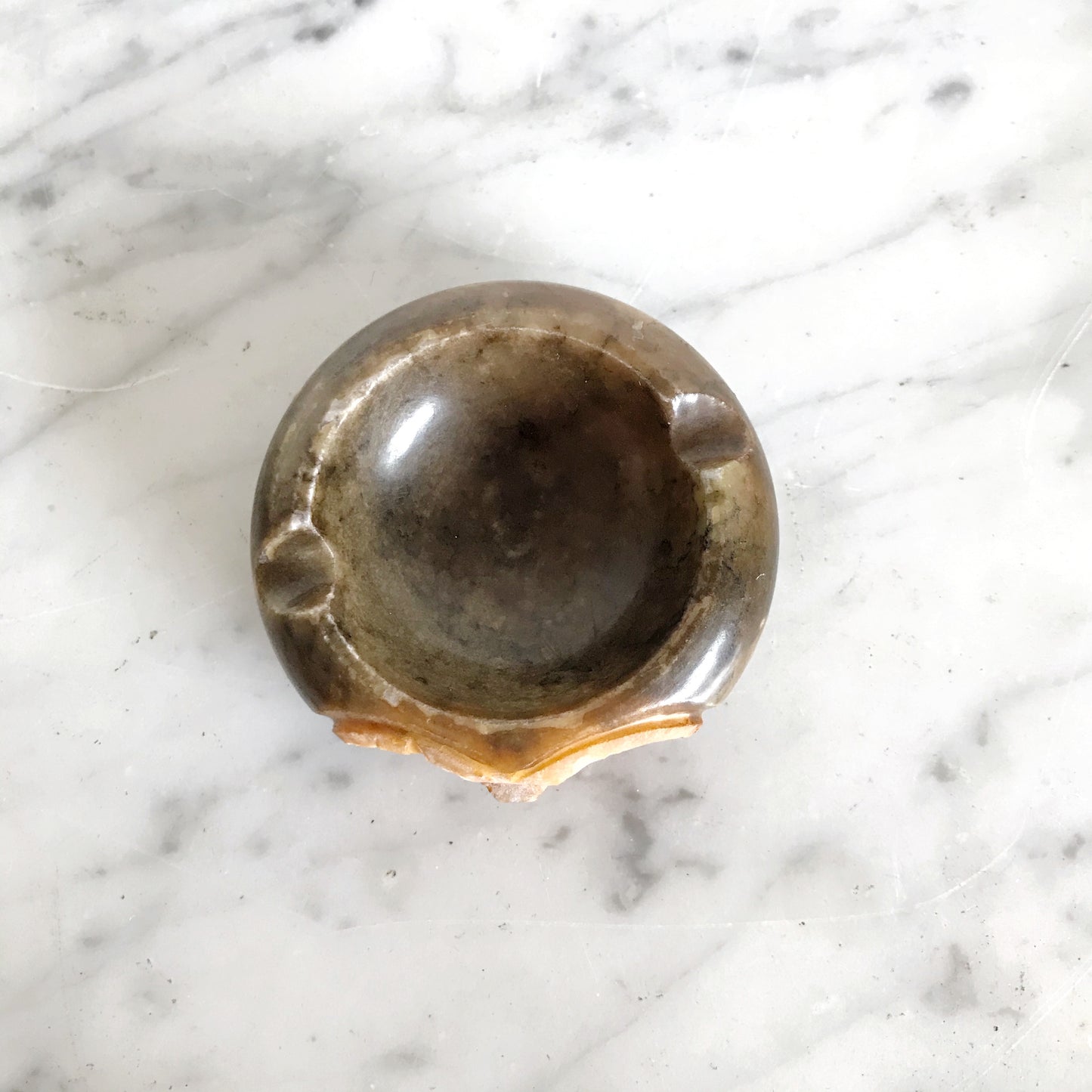 Vintage 70’s Marble Owl Ashtray, Small