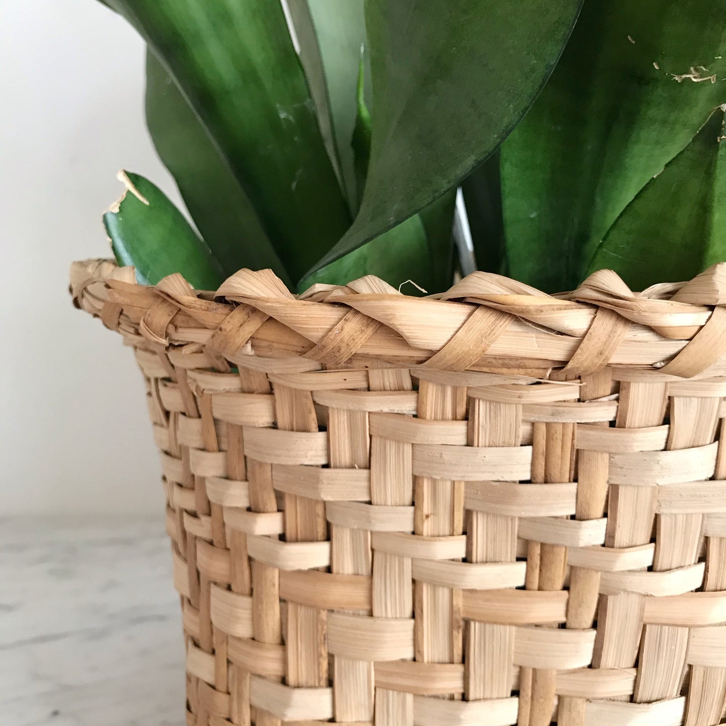 Vintage Natural Woven Basket, Ecuador