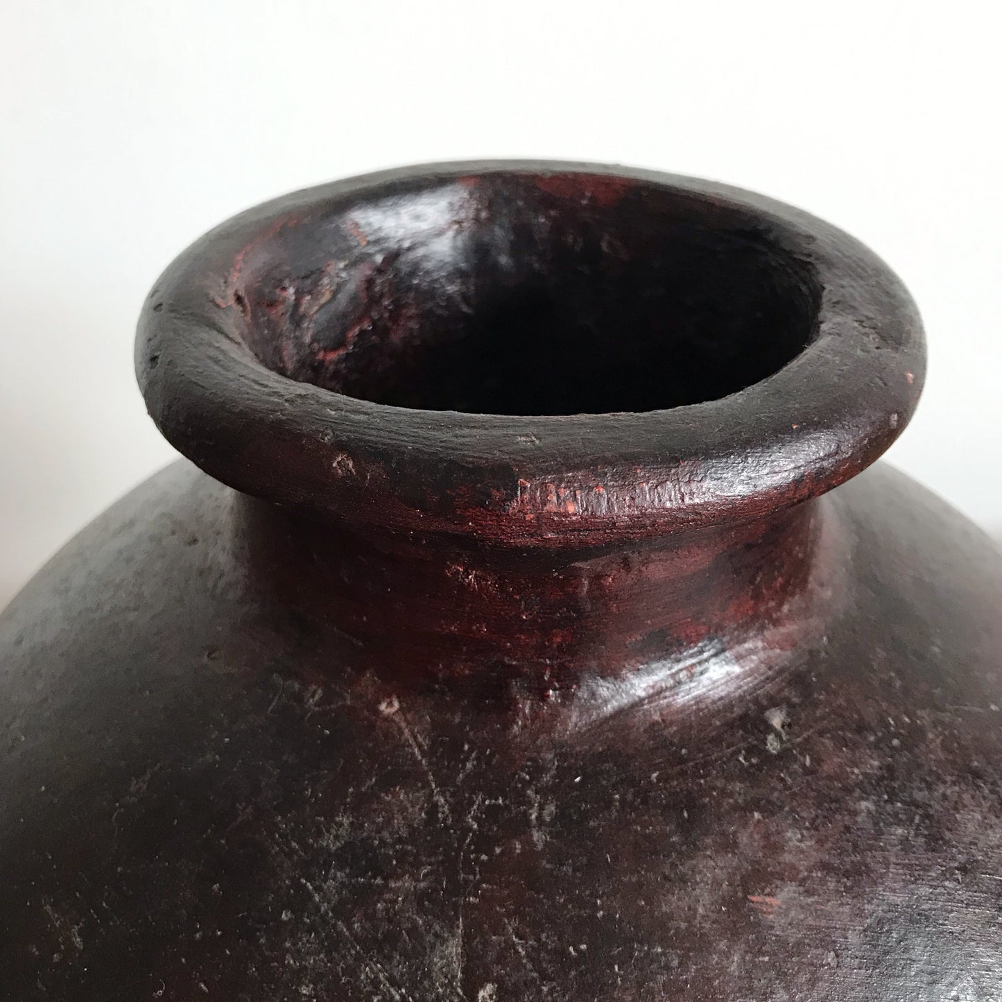 XL Clay Vase, Burgundy Red