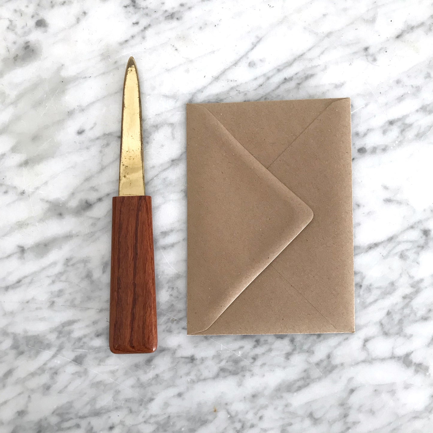Vintage Teak + Gold Letter Opener