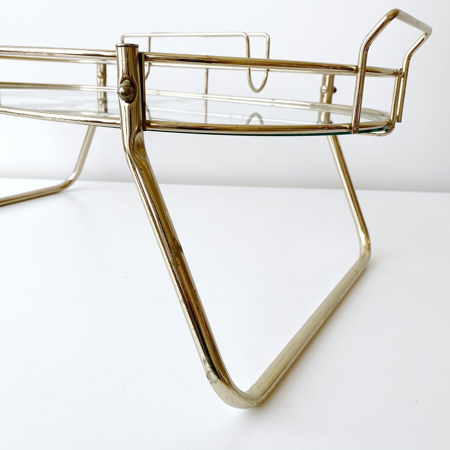 Vintage Brass + Glass Breakfast / Serving Tray