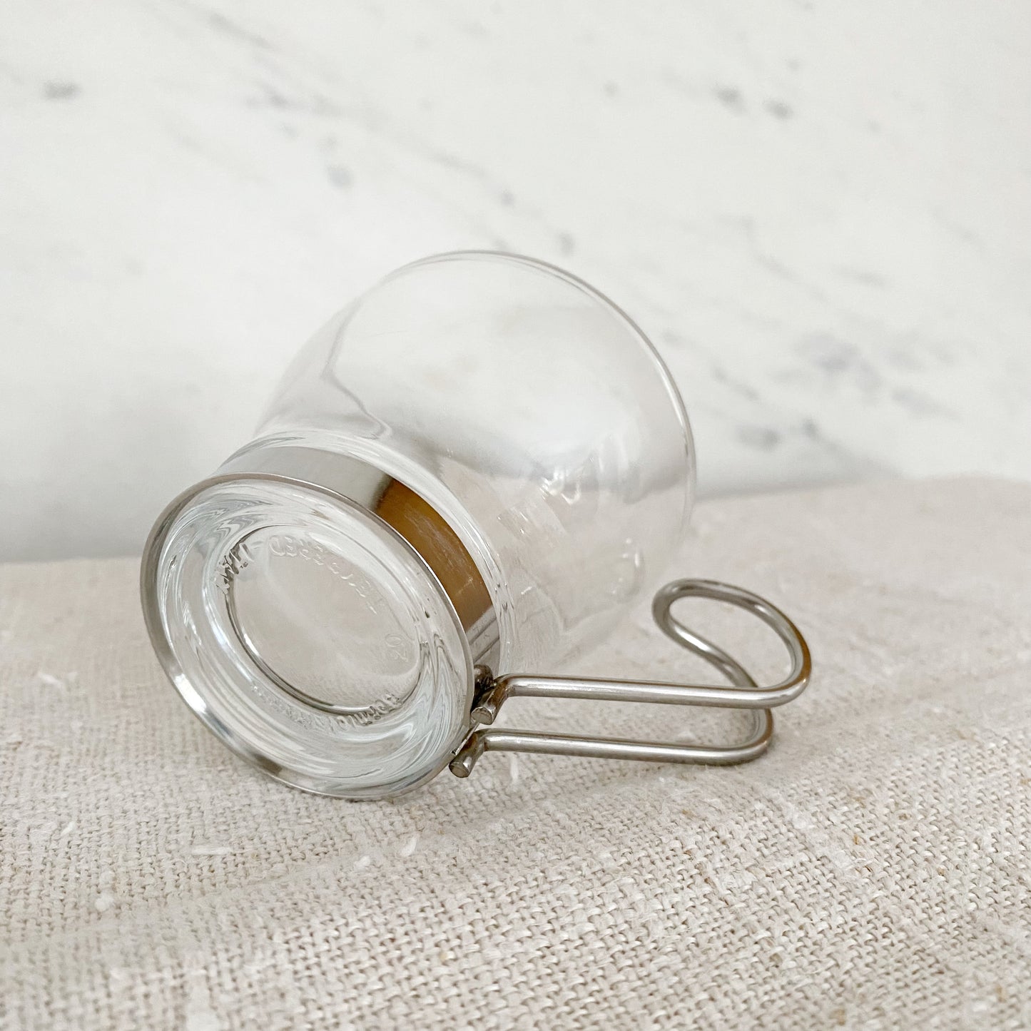 Vintage Set of 4 Italian Glass Cups with Metal Wire Handles