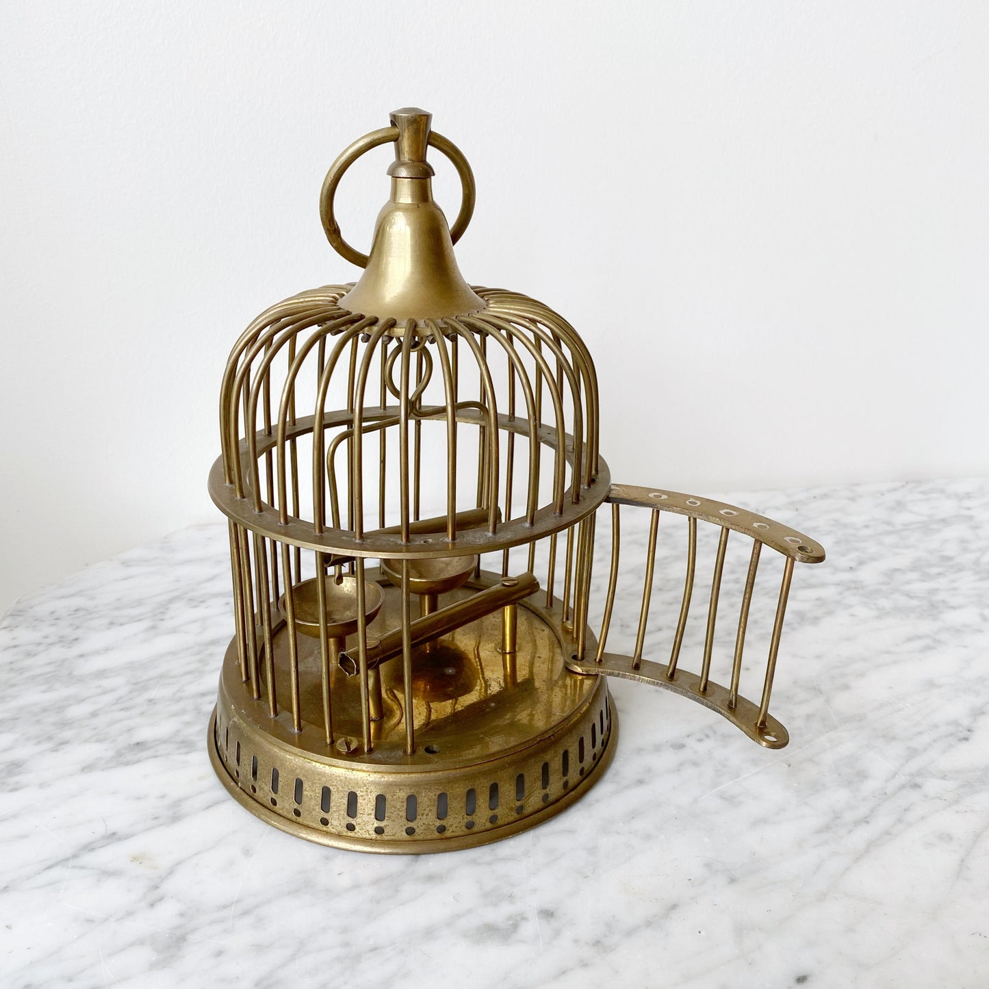 Vintage Mid-Century Brass Bird Cage, 9.25”