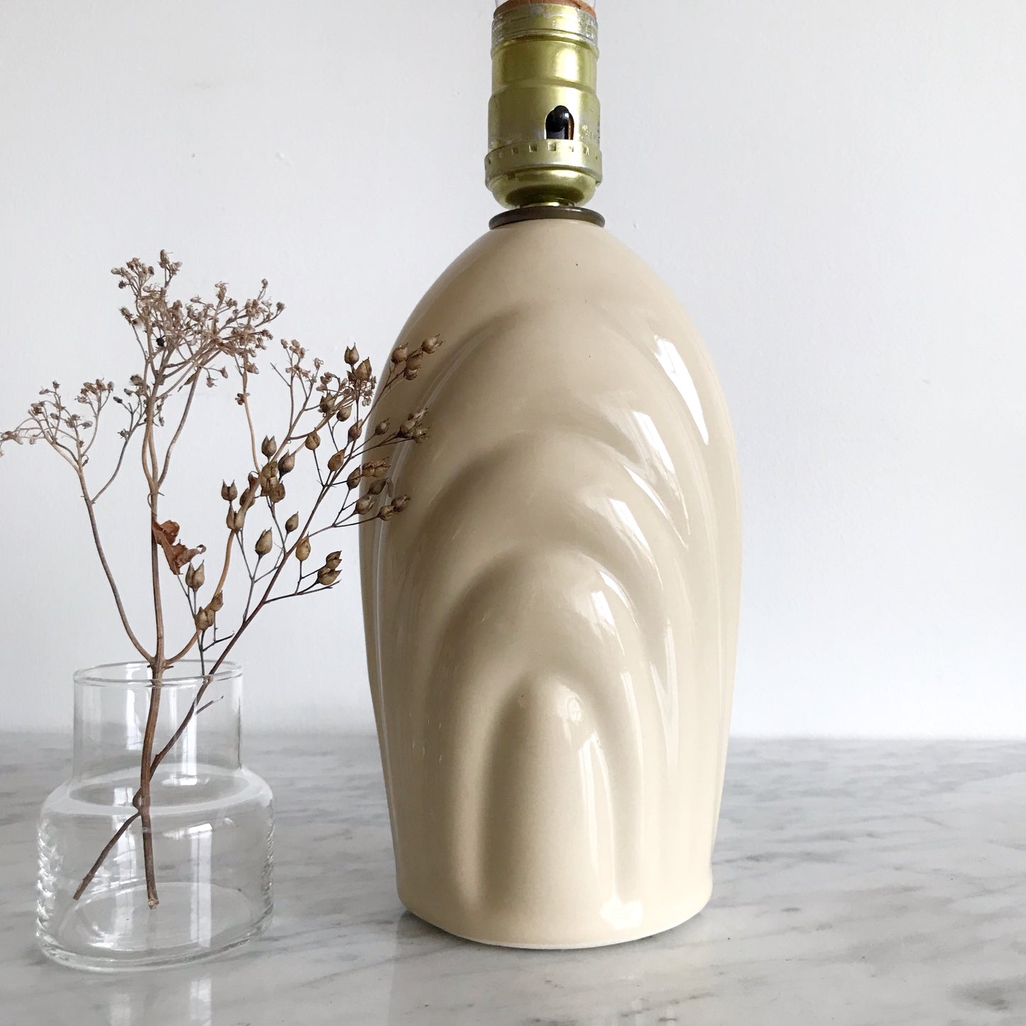 Vintage Tan Ceramic "Arches" Lamp Base
