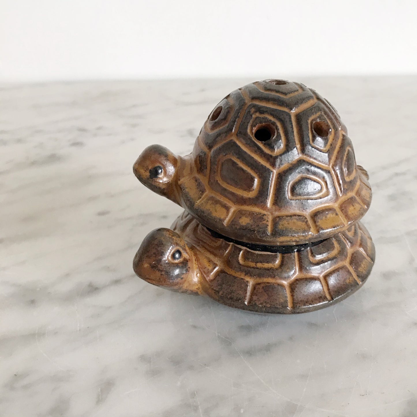 Vintage Ceramic Stacked Turtle Incense Burner