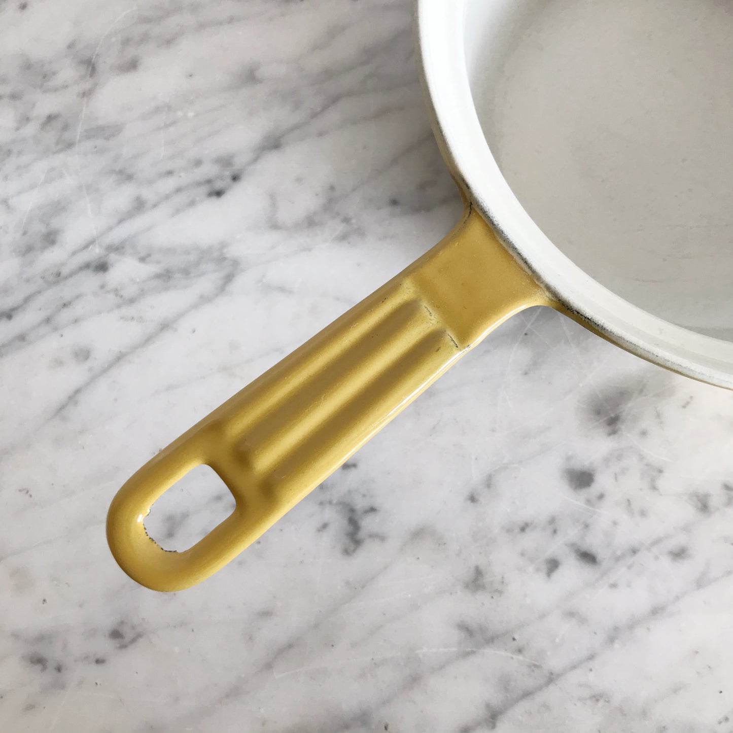 Vintage Cast Iron Yellow Enamel Saucepan, Belgium